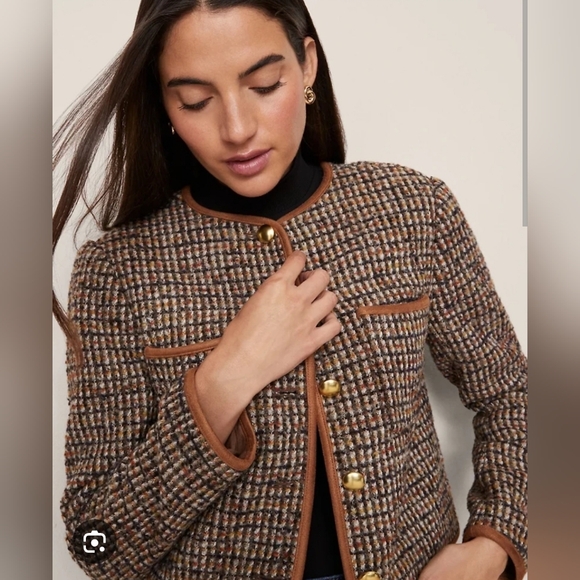 NWT Ann Taylor Weekend Tweed Crew Neck Jacket - Picture 2 of 7